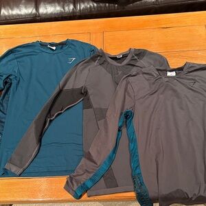 Gymshark Long Sleeve Tees - Teal and Gray